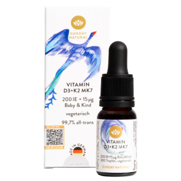 Vitamin D3+K2 MK7 200IE + 15ug Baby&Kind Sunday Natural - Vegetarish
